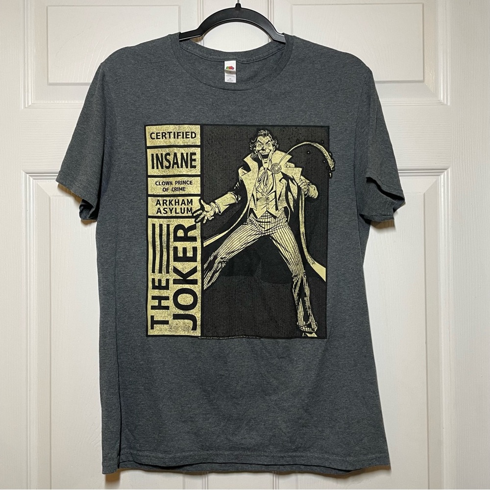 DC Comics The Joker Mens Medium Graphic T Shirt Grey Short Sleeve Top Batman